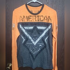 American Fighter Orange and Gray Long Sleeve Tee